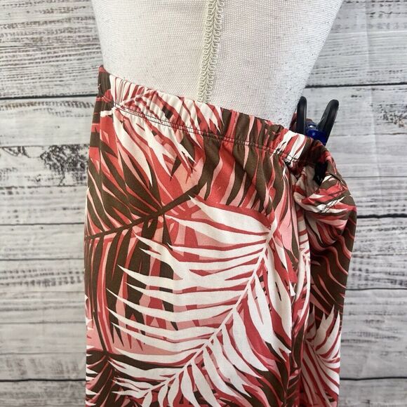 Antthony Skirt Plus size 1X Brown Coral Slinky Tropial High Low Stretch Cruise - Picture 6 of 11